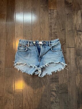 Zara Light Blue Denim Cutoff high waisted Shorts